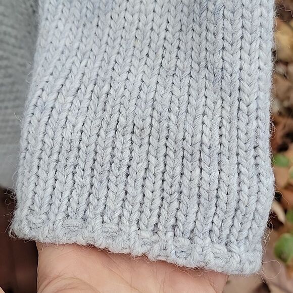 J. Jill Alpaca Blend Chunky Heavy Open Cardigan Sweater Shawl Collar Gray Sz S P - Picture 6 of 6